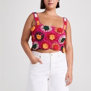 FARM Rio Crochet Flower Top